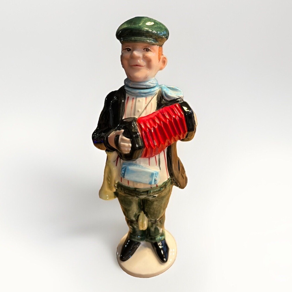 Vintage Porcelain Music Man With Accordion Liquor Decanter